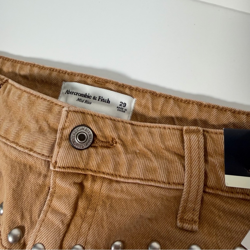 Abercrombie & Fitch Curve Love Tan Studded Mini Skirt - Picture 8 of 16